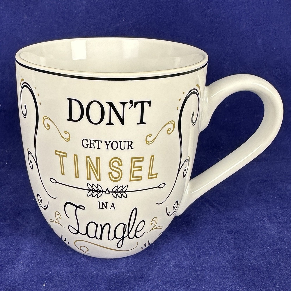 Fitz And Floyd Christmas Mug Don't Get Your Tinsel In A Tangle 12 Oz